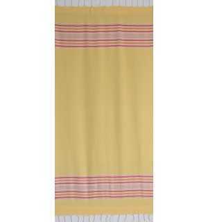 Fouta arabesco giallo con strisce rosa  2