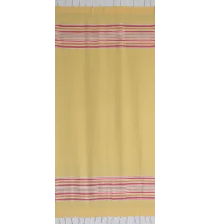 Fouta arabesco giallo con strisce rosa  2