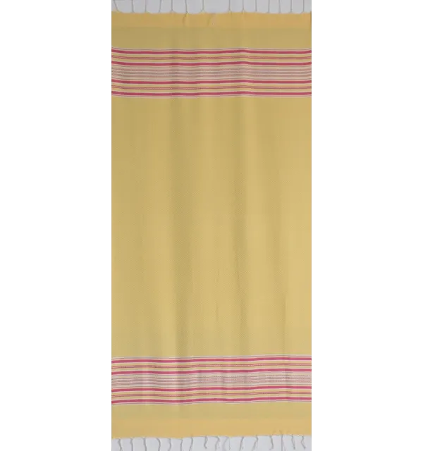 Fouta arabesco giallo con strisce rosa 