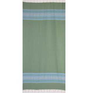 Fouta arabesco verde con strisce blu  2