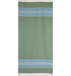 Fouta arabesco verde con strisce blu  2