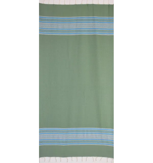 Fouta arabesco verde con strisce blu 