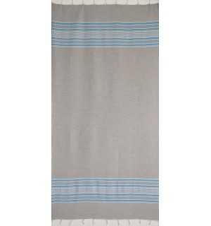 Fouta arabesco grigio chiaro con strisce blu Fouta Tunisia - 1 2