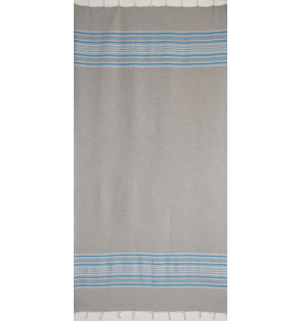 Fouta arabesco grigio chiaro con strisce blu 