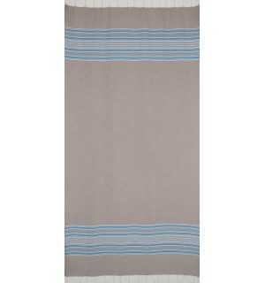 Fouta arabesco taupe chiaro con strisce blu  2