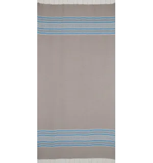 Fouta arabesco taupe chiaro con strisce blu  2