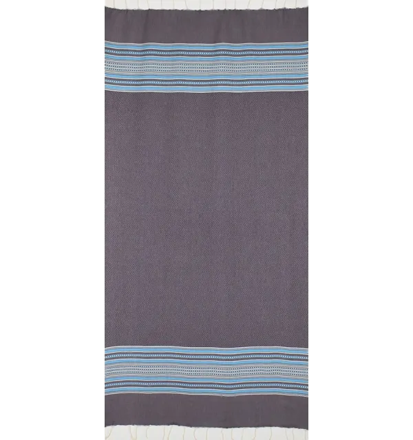 Fouta arabesco viola scuro con strisce blu 