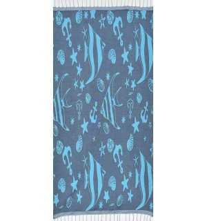 telo mare jacquard  stella di mare blu notte e blu azzurro  2