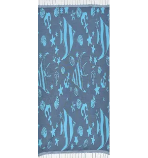 telo mare jacquard  stella di mare blu notte e blu azzurro  2