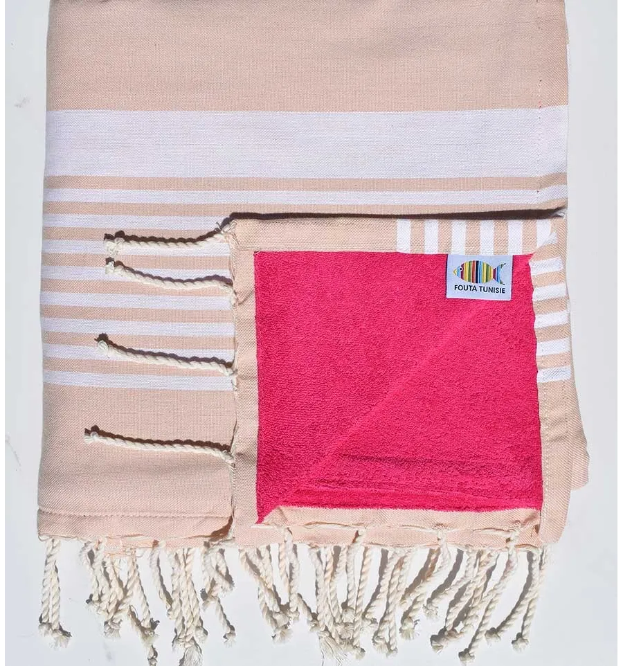 telo mare doppia spugna arthur beige rosato e fushia 