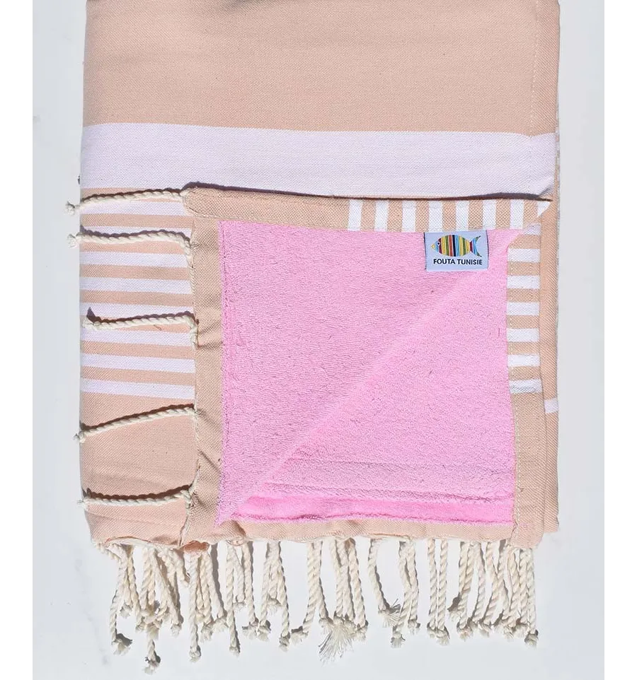 telo mare doppia spugna arthur beige rosato e rosa 