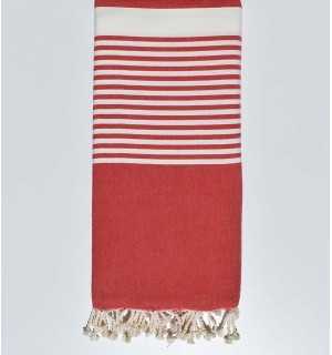 Grande fouta rosso e bianco Fouta Tunisia - 1 2