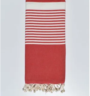 Grande fouta rosso e bianco Fouta Tunisia - 1 2