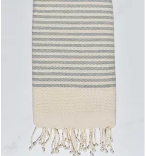 Fouta nido d'ape con strisce grigie continue 