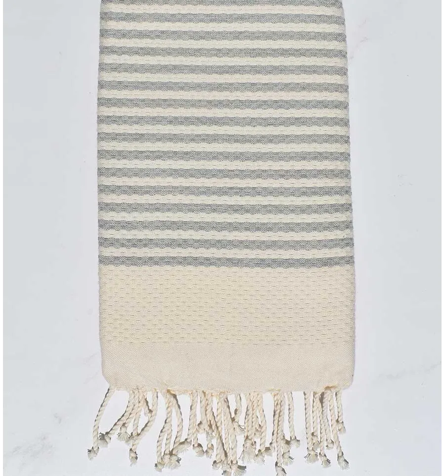 Fouta nido d'ape con strisce grigie continue 