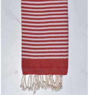 Fouta nido d'ape con strisce rosso Fouta Tunisia - 1