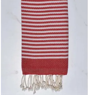 Fouta nido d'ape con strisce rosso Fouta Tunisia - 1