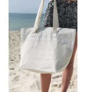 borsa da spiaggia telo mare colore ecru con lurex argento Fouta Tunisia - 1 2