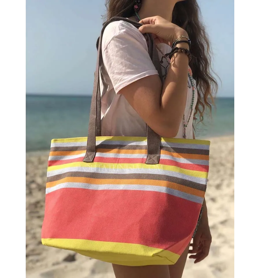 Borsa da spiaggia telo mare 5 colori nacart leggero, grigio, arancione, marrone e giallo  - 1