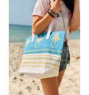 borsa da spiaggia  telo mare khlela blu azzurro Fouta Tunisia - 2 2