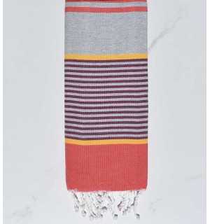 telo mare per bambini grigio, giallo,viola e rosso Fouta Tunisia - 1