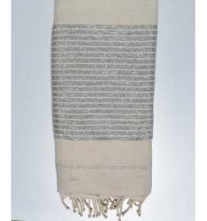 Grande fouta bianco con filo lurex argento  - 1