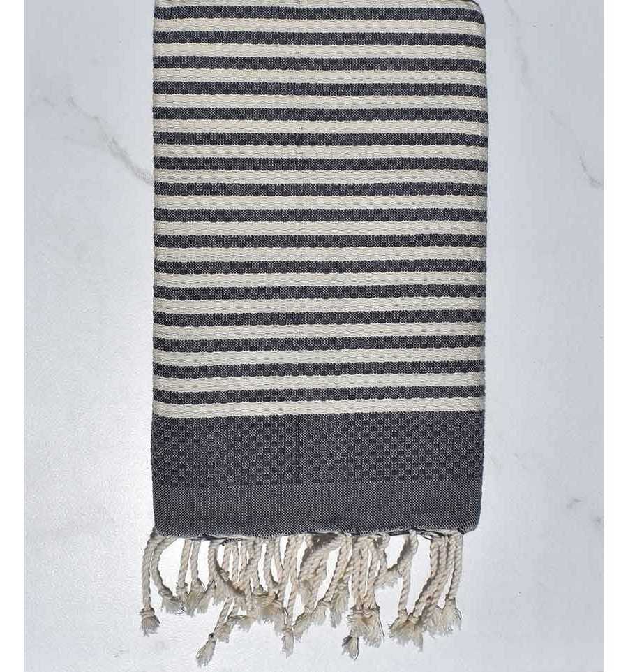 Fouta nido d'ape zebra bianco crema e ardesia Fouta Tunisia - 1