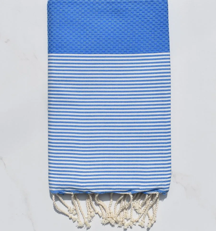 Fouta nido d'ape blu marino chiaro Fouta Tunisia - 1