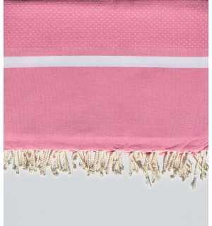 Grande fouta rosa chiaro e bianco 2 m * 2,80 m Fouta Tunisia - 1