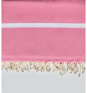 Grande fouta rosa chiaro e bianco 2 m * 2,80 m Fouta Tunisia - 1