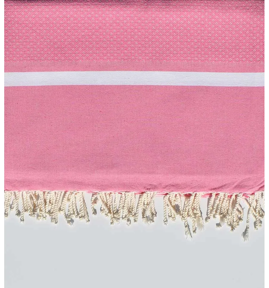 Grande fouta rosa chiaro e bianco 2 m * 2,80 m Fouta Tunisia - 1