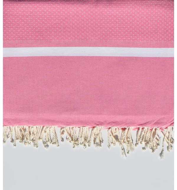 Grande fouta rosa chiaro e bianco 2 m * 2,80 m Fouta Tunisia - 1