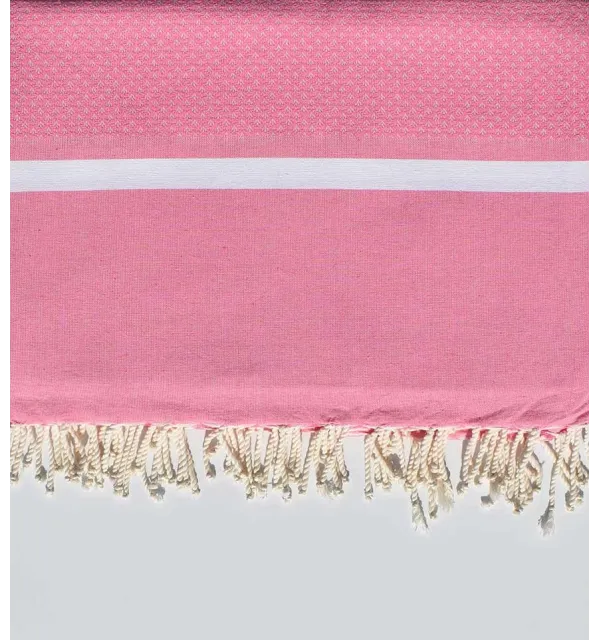 Grande fouta rosa chiaro e bianco 2 m * 2,80 m Fouta Tunisia - 1