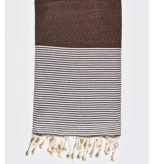 Fouta nid d'abeille marron Fouta Tunisia - 1