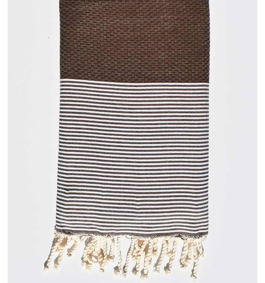 Fouta nid d'abeille marron Fouta Tunisia - 1