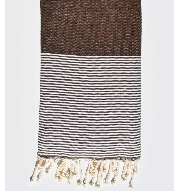 Fouta nid d'abeille marron Fouta Tunisia - 1