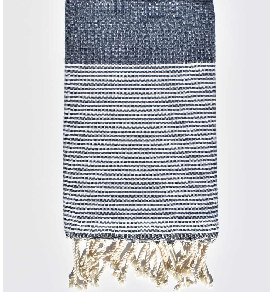 Fouta nid d'abeille bleu ardoise Fouta Tunisia - 1