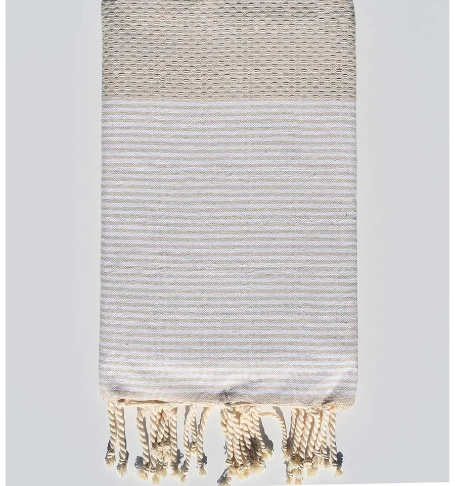 Fouta telo mare nido d'ape greige con strisce Fouta Tunisia - 1