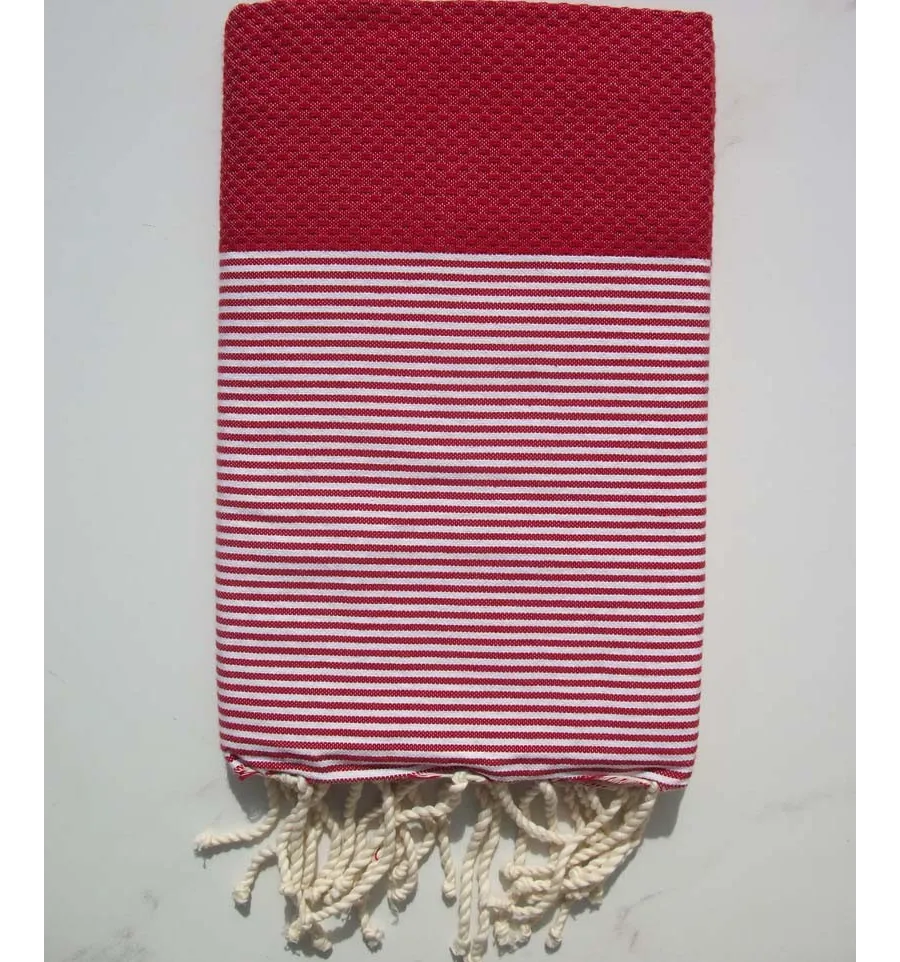 Fouta nido d'ape carminio 