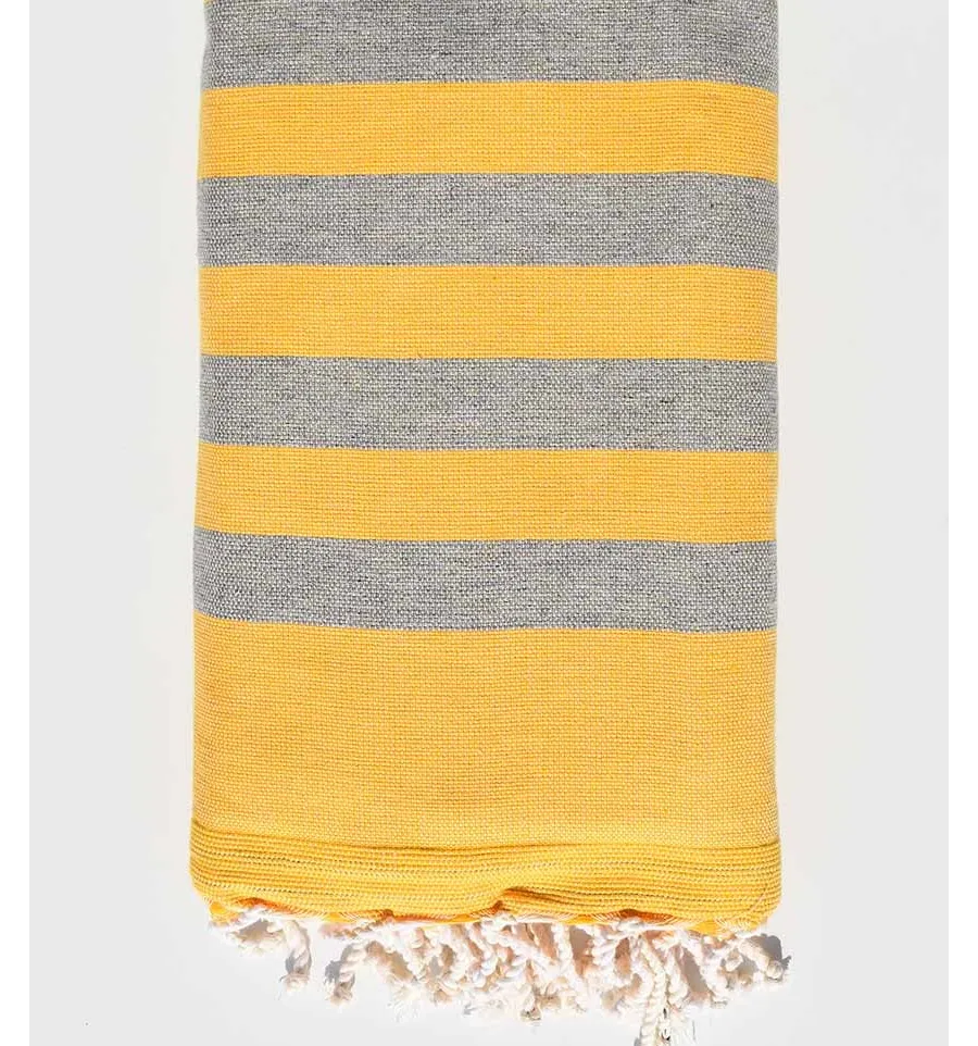 Telo mare spugna giallo e grigio Fouta Tunisia - 1