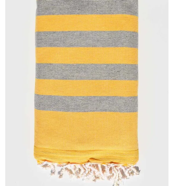 Telo mare spugna giallo e grigio Fouta Tunisia - 1