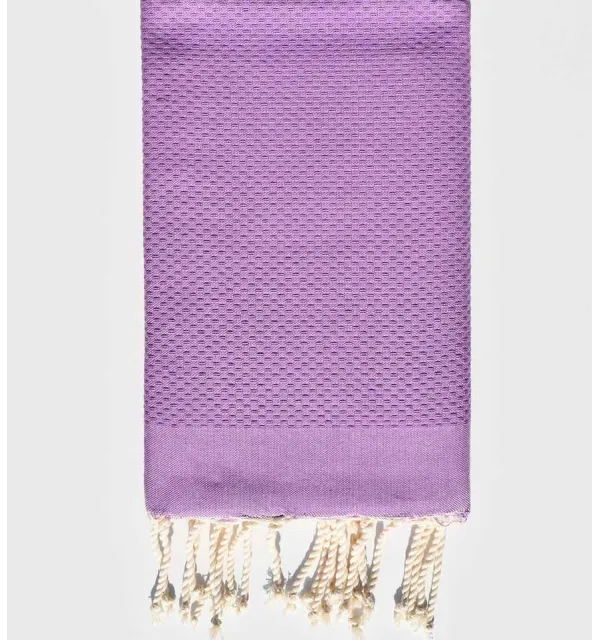 Serviette de plage nid d'abeille unie améthyste Fouta Tunisia - 1