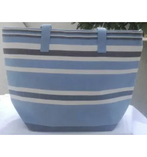 Sac de plage bleu clair, bleu minéral, blanc et gris noir Fouta Tunisia - 1