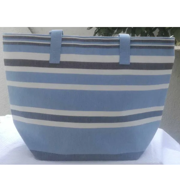 Sac de plage bleu clair, bleu minéral, blanc et gris noir Fouta Tunisia - 1