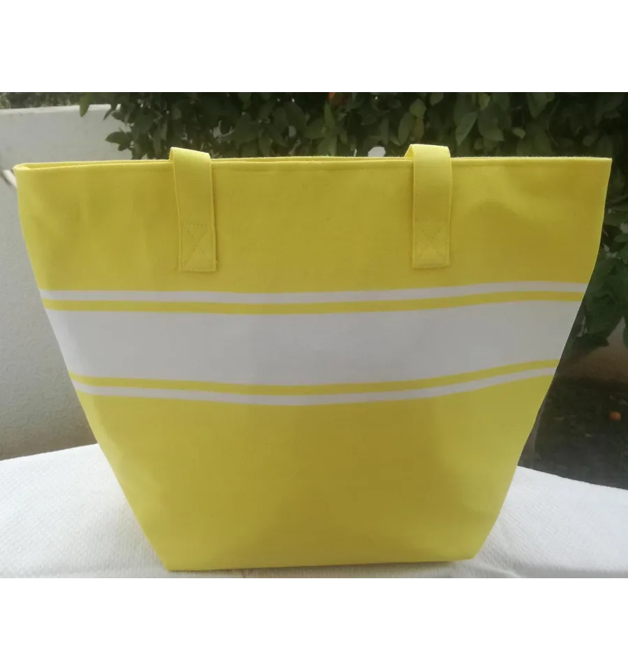 Borsa da spiaggia giallo neon Fouta Tunisia - 3