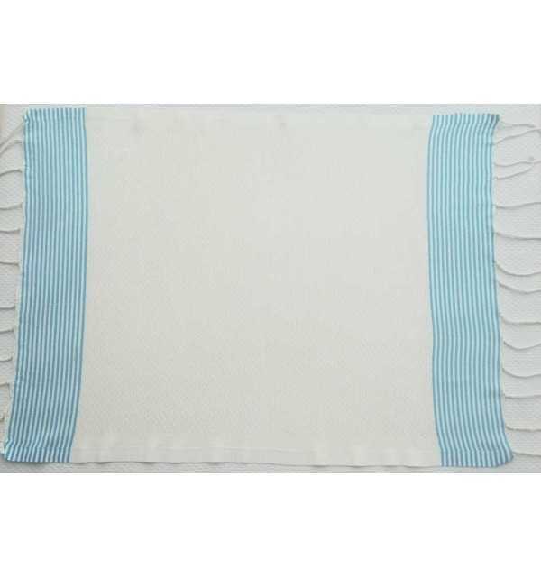 Set di 10 tovaglioli bianco crema con strisce azzurre Fouta Tunisia - 2