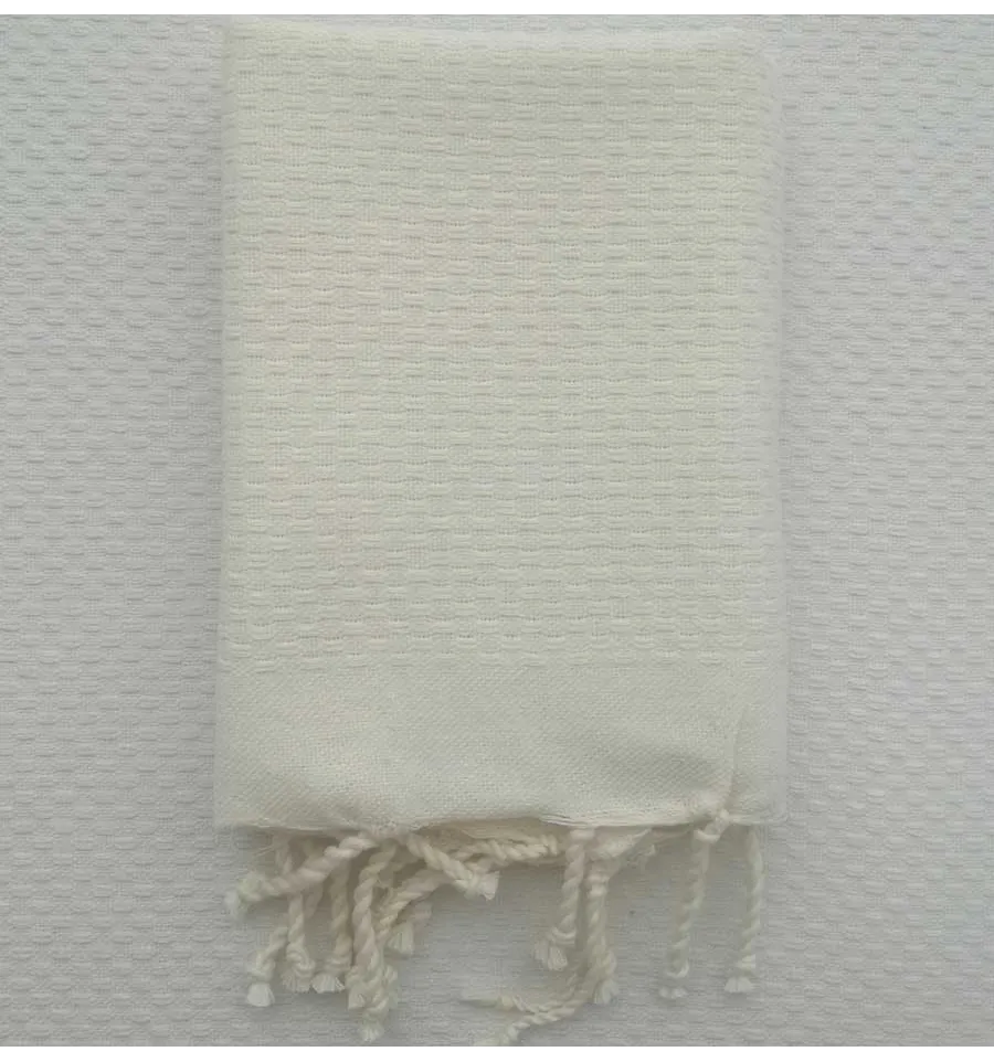 Set di 10 tovaglioli unito bianco crema Fouta Tunisia - 1