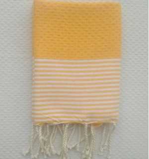 Set di 10 tovaglioli giallo ambra con strisce Fouta Tunisia - 1