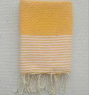 Set di 10 tovaglioli giallo ambra con strisce Fouta Tunisia - 1