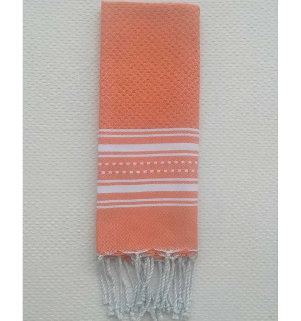 Mini asciugamano arancione carota e bianco Fouta Tunisia - 1